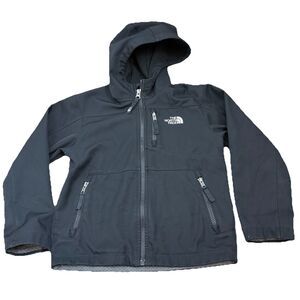 The North Face Boys Fleece Soft Shell Black Hooded Zip Jacket Size 6 / 6X